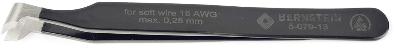 Bursztynowa pęseta tnąca, 115 mm, ostrze 10 mm z powłoką ESD, 5-079-13