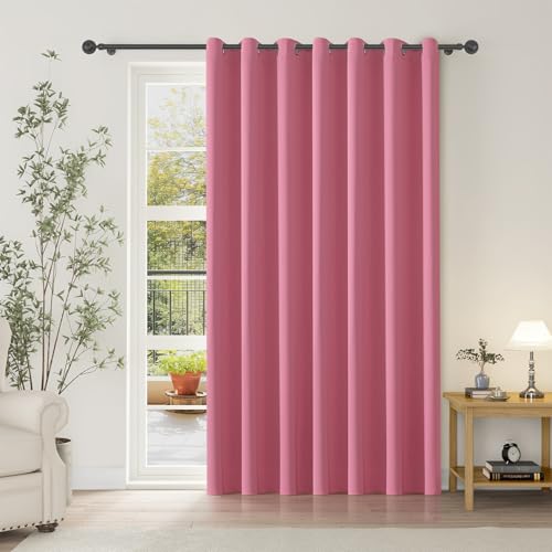 ChrisDowa Room Divider Curtain 108 Inches Long, Wide Blackout Sliding Door Curtain for Bedroom, Room Darkening Privacy Window Curtain for Patio Door (1 Panel Set, Pink, 100 x 108 Inch)