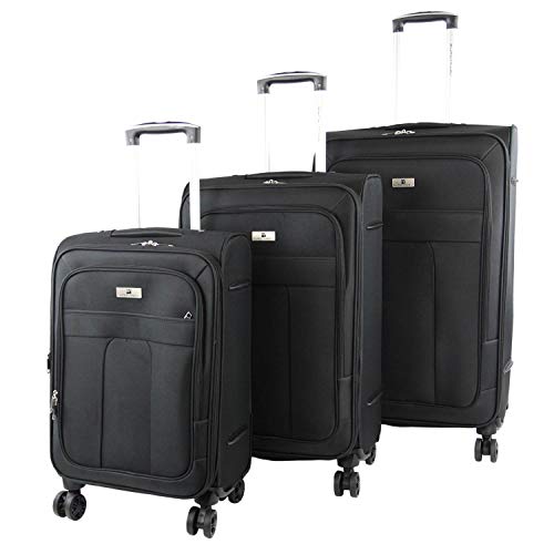 Preisvergleich Produktbild Eurotravel 4 Rollen Koffer 3er-Set, Black Stockholm Black