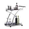 Relaxdays Chariot de service verre BARON design noir rond métal desserte cuisine HxlxP: 73 x 46 x 74 cm meuble service thé, noir