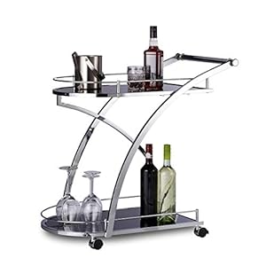 Relaxdays Chariot de service verre BARON design noir rond métal desserte cuisine HxlxP: 73 x 46 x 74 cm meuble service thé, noir