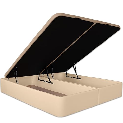 Ventadecolchones - Canapé Abatible Serena Gran Capacidad, Tapizado En Polipiel Crudo Con Tapa En Tejido 3d Transpirable, 160 X 200 Cm 2 Uds 80 X 200 Cm