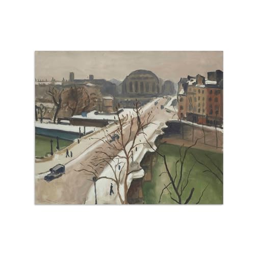 Impression sur toile Albert Marquet Pont sous la neige 95x80cm de style affiche sans cadre