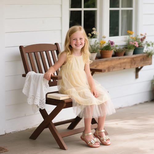 Image of Kolan Toddler Girl Sandals Open Toe Flat Princess Dress Shoes Little Kids