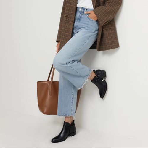 Ankle Boots for Women Low Heel Round Toe Chunky Short Booties with Side Zipper Fall Winter Boots4