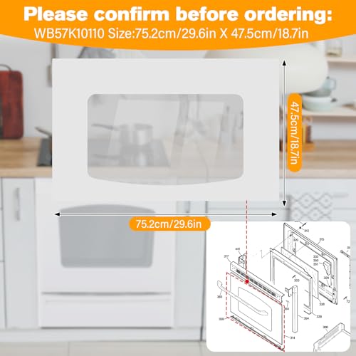 Image of UPGRADED WB57K10110 Outer Oven Door Glass Compatible with GE Stove Exterior Door Glass 29.6 inch x 18.7 inch WB57K10109 Range Oven Door Outer Panel Replacement EGR2000EM JGBP28DEM JGBP33DEM JGBS23DEM