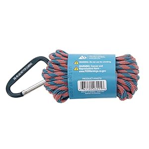 ust 30 Foot ParaTinder Utility Cord with Heavy Duty Paracord and Flammable Thread Core for Emergency, Hiking, Camping, Backpacking or Outdoor Survival, Orange/Grey, One Size (20-02795)