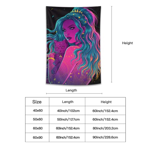 Zgh Hippie Hippy Wall Tapestry Psychedelic Aesthetic Blue Ghost Girl Large Mysterious Tapestry Wall Hanging Tapestry For Bedroom Dorm Accessories Mandala Picnic Mat Tapestry #TOP1