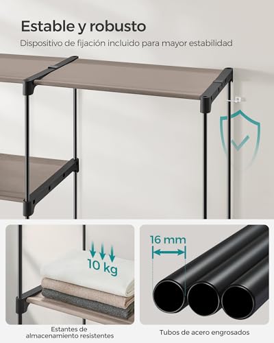 Miniatura 5 de Songmics Armario, Perchero, Guardarropa, Con Barras, Vestidor, Estantes De Tela, Marco De Metal, 182 X 43 X 182 Cm, Topo Ryg037r02