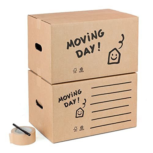 ONLY BOXES 10er Pack Umzugskartons Karton 43 x 30 x 25 cm für Umzug und Aufbewahrung mit Griffen, Organizer-Boxen