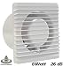 Produktbild Badventilator Ø 100 mm in weiß mit Feuchtigkeitssensor Hygrostat sowie Timer Nachlauf MKK-PLANET Lüfter Ventilator Front Wandlüfter Wandventilator Badlüfter Ventilator Einbaulüfter Bad Küche leise 10 cm