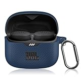Picture of POZCIS for JBL Tune Buds Case Cover, Soft Silicone Protective Earbuds Case Front LED Visible, Only Compatible with JBL Tune Buds, Headphones Case with Carabiner Accessories Set(Blue)