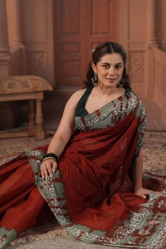 Image of TAMAIRA FASHION Mulmul Pure Cotton Saree For Woman Batik Printed|Office Wear Daily Wear Sarees For Women Without Blouse Piece (Available in 13 Colours)