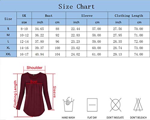 Yidarton Women's Scoop Neck Pleated Blouse Solid Color Short Sleeve Tunic Tops T Shirts (Y-Wine red, Medium) - Thumbnail 4