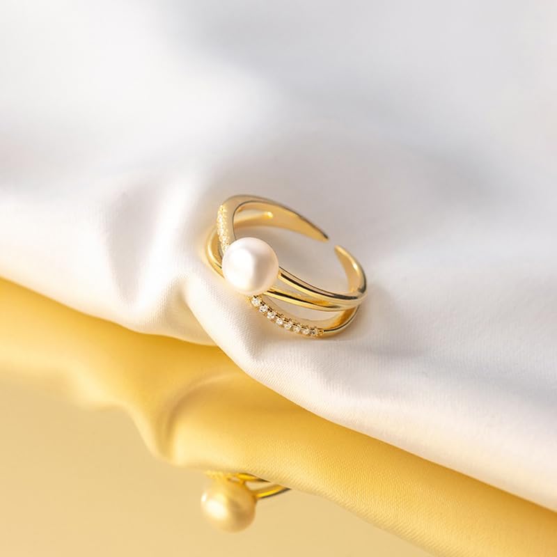 Adjustable Cross Over Ring with Zirconia, Minimalist Stackable Open Band Jewelry for Women, Elegant Gift