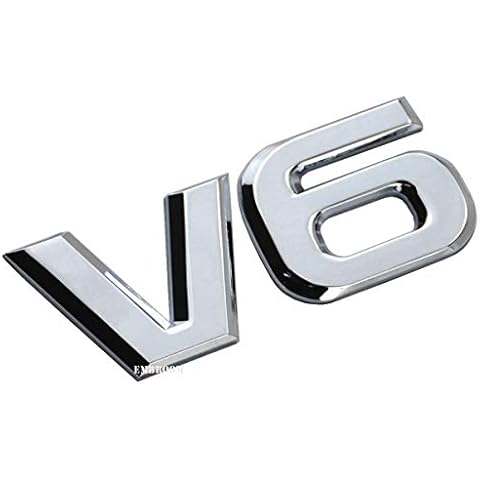 EmbRoom V6 Emblem, 3D Metal Truck Car Badge Decal Sticker Replacement for Universal Cars Moto Bike Car Styling Decorative Accessories (Chrome) Cover