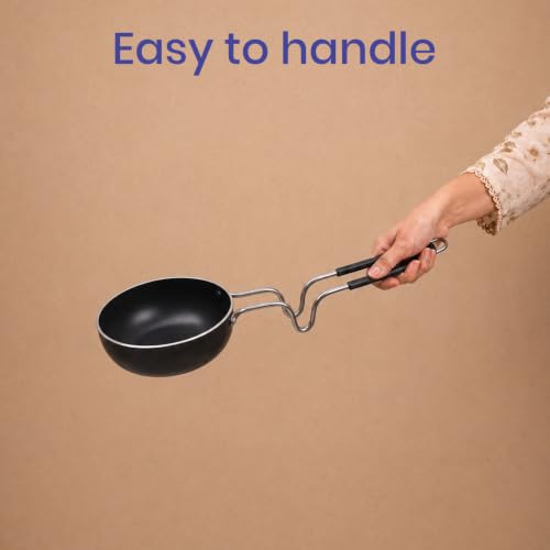 Image of DOZY Iron Tadka Pan | Black | Stainless Steel Handle | Fast Heating on Low Flame | Easy to Clean | Induction and Gas Compatible | Best for Regular use | Rust- resitant