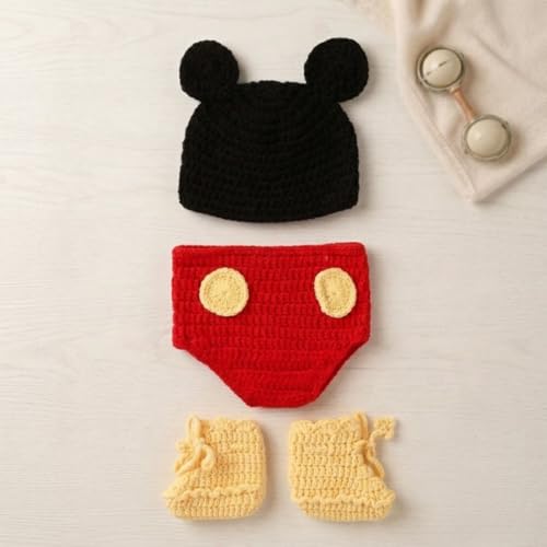 Image of BabyMoon Set of 3 | Baby Cartoon Crochet Photography Shoot Props | Costume | 3-6 Months