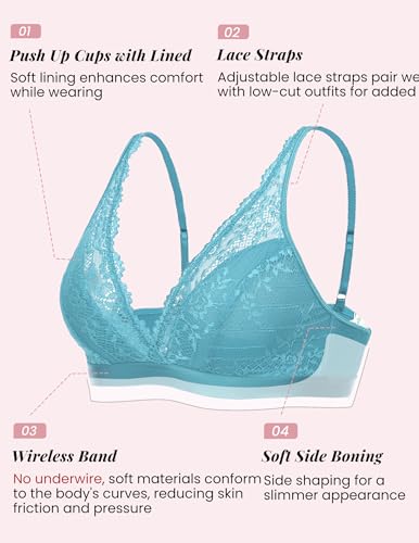 Image of Avidlove Lace Bralette for Women Sexy Deep V Neck Wireless Bralette Plunge Unpadded Bras Everyday Bra