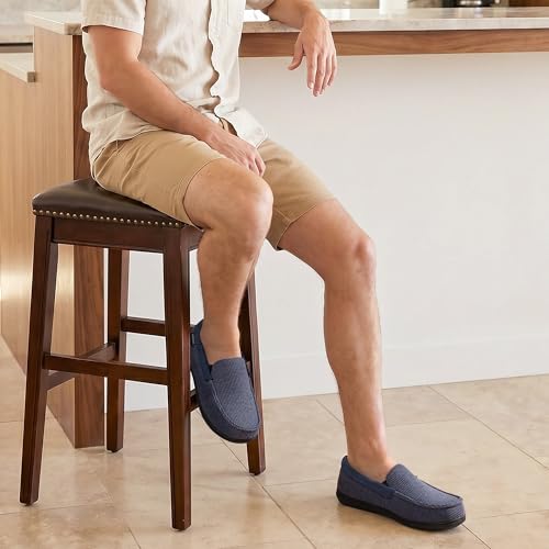 Image of ULTRAIDEAS Men's Moc-Toe Slippers Loafer House Shoes Indoor Outdoor Memory Foam with Breathable&Warm Knit Upper