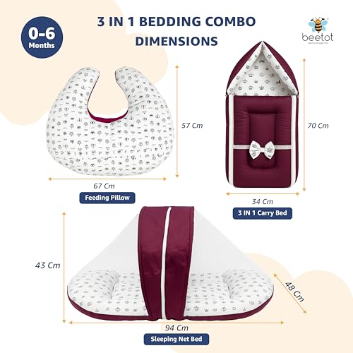 beetot 3 in 1 Baby Bed Set, Red Red Wine - Image 3