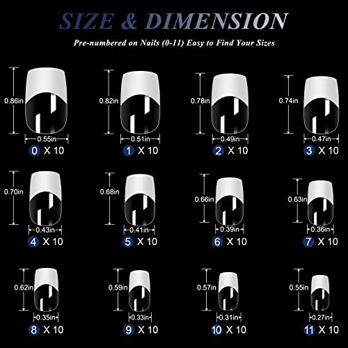 Moxluck Short French Nail Tips,Square Gel Nail Tips White Clear Fake Nails Full Cover Acrylic Square Nails Tips,French Fake Nails 120Pcs Extension Nail Tips Art,Home Diy Nail Salon Gel False Nail Tips #TOP5
