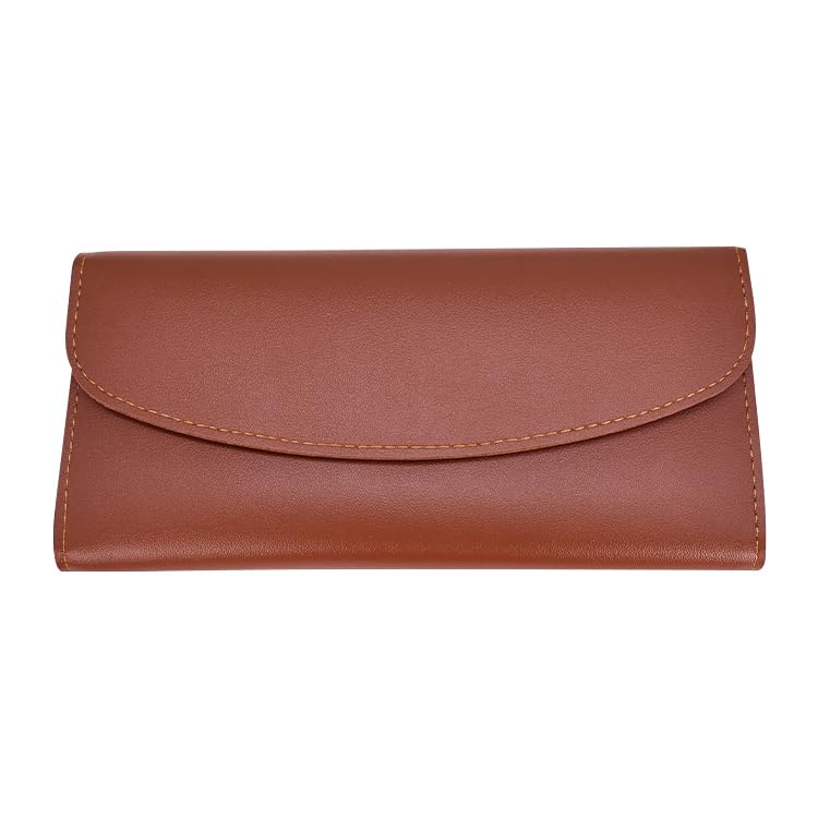 Slim Wallet for Women, RFID Blocking Ultra Thin Bifold Credit Card Holder, Long Fashion Wallet Gift for Mother's Day Thanksgiving (Dark brown)