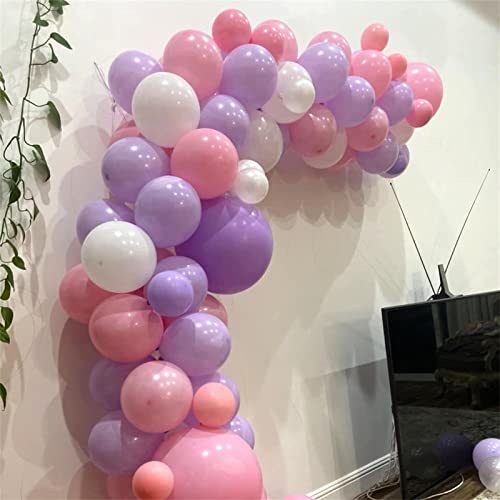 Image of Pink and Purple Balloons, 75 Pack Pastel Purple Pink and Matte White Latex Balloons, Pink Purple Macaron Helium Balloons for Girls Birthday Wedding Baby Shower Christening Engagement Party Decorations