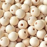 Grandes perles en bois, 150Pcs Perles en bois rond, perles en bois non finies pour Macrame Artisanat Bijoux faisant décoration maison, 20mm