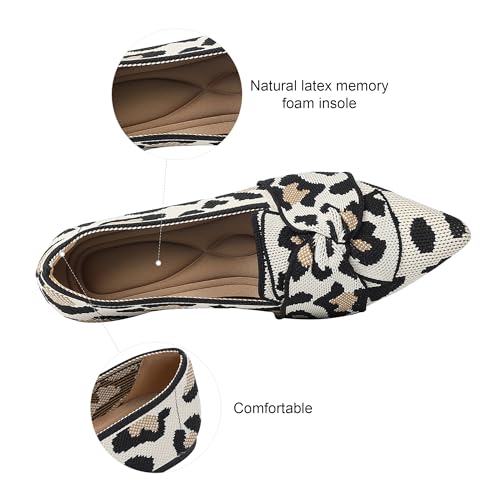 Flats for Womens Bow Comfortable Pointed Toe Ballet Flats with Knit Dressy Flats3