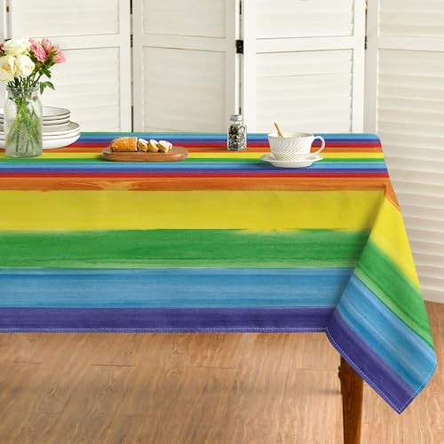 Horaldaily LGBT Rectangular Tablecloth 6084 Inch Gay Pride Flag
