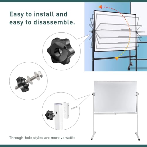BOUMVID Sterngriffmutter M12 6 Stück, Flügelmutter Äußerer Durchmesser 50mm, Rändelschraube Innengewinde Verzinktes Eisen, Sterngriff für Maschinen und Anlagen, Fitnessgeräte, Werkzeugmaschinen