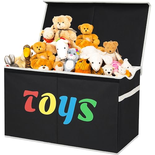 VICTOR'S Toy Box - Large Toy Storage Chest and Organizer with Lid for Kids, Toys Storage Box, Toy Bin, Toy Chest for Boys and Girls! (Black)