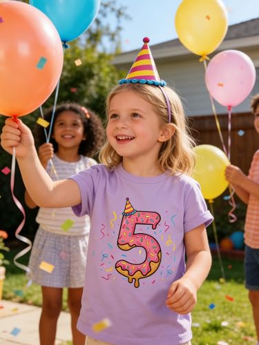 Image of Lovekider Girls Birthday T Shirts Cotton Short Sleeve T-Shirts Tee Party Clothing 3-6 Years