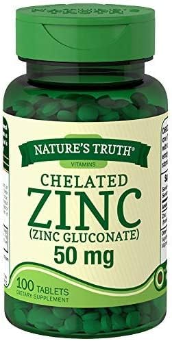 Nature's Truth Zinc quelatado 50 mg comprimidos - 100 ct, paquete de 4