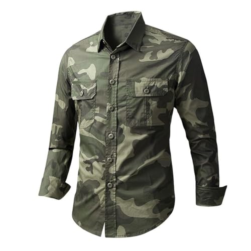 Chemise courte homme en coton style vintage japonais camouflage