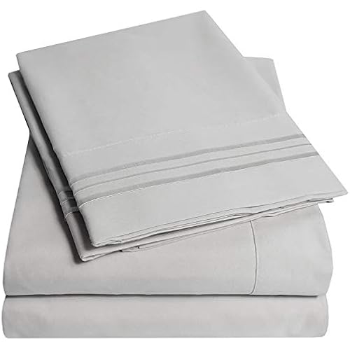 1500 Supreme Collection King Sheet Sets Light Gray Silver - Luxury Hotel Bed Sheets and Pillowcase Set for King Mattress - Extra Soft, Elastic Corner Straps, Deep Pocket Sheets, King Silver Gray