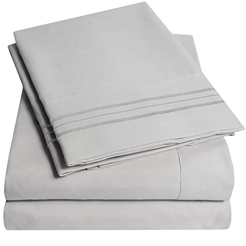 1500 Supreme Collection California King Sheet Sets Light Gray Silver - Luxury Hotel Bed Sheets and Pillowcase Set for Cal King Mattress - Extra Soft, Elastic Corner Straps, Deep Pocket Sheets Silver by Sweet Home Collection - Used condition - US$25.02