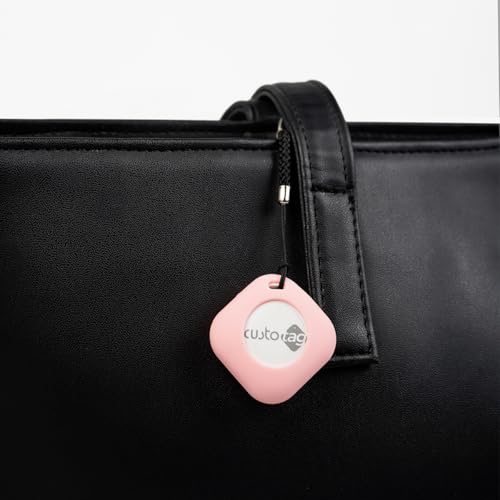 Image of CustoTag Item Finder for iOS 2 Pack | Compatible with Find My | Loud 90dB Alert | Item Sharing | 1 Year Battery | Free Case | Locate Keys, Luggage, Pets, Valuables | No SIM Needed (Baby Pink)