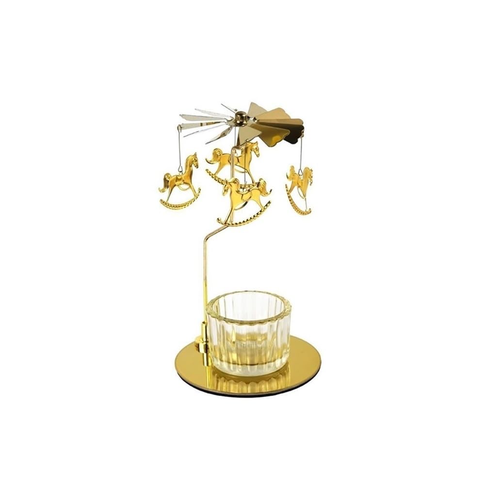 Candlestick Holder Rotating Aromatherapy Candle Holder Light Luxury Metal Glass Decorative Ornaments