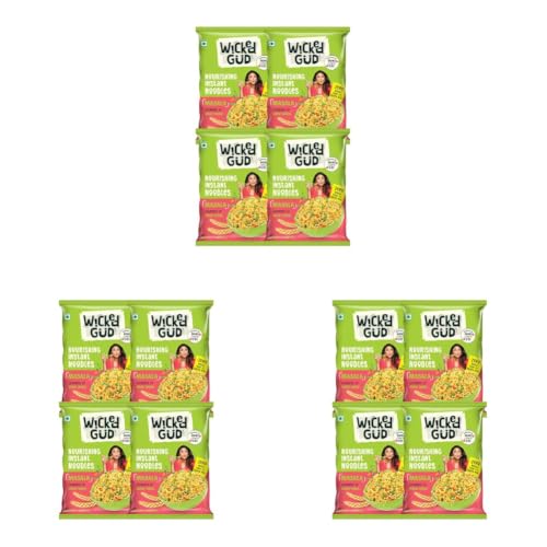 Image of WickedGud Nourishing Masala Instant Noodles | Healthy Noodles | No Maida | No Oil | No MSG | High Protein & Fibre | Cholesterol Free | 69 g Each (Pack of 12)