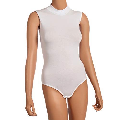 NBB Women Basic Solid Sleeveless Turtle Neck Cotton Bodysuit Lingerie