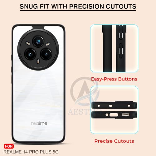 Image of AESTMO Realme 14 Pro Plus 5G Back Cover | 360 Protection | Crystal Clear Hard Back Transparent | Bumper Case for Realme 14 Pro Plus 5G (PC+TPU, Black Bumper)