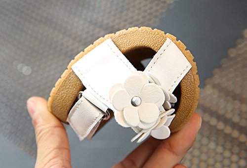 White Sandals for Girls Toddler Baby Girl Sandals Floral Sole Kids Children Princess Sandals Beach Shoes (White, 23)4