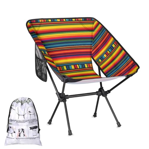 Mintoprints Chaise de camping bohème à rayures géométriques ethniques africaines, légère, portable, compacte pour l'extérieur, les voyages, la plage, la...