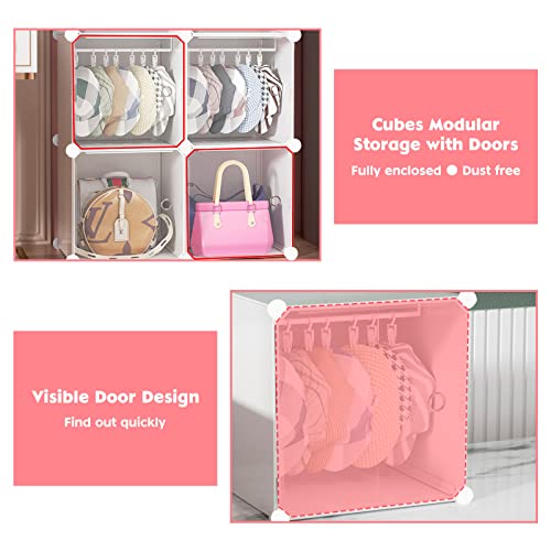 Narrow Cube Storage Organizer With Doors 5-Cube, Plastic Cabinet Closet Storage Shelves For Bedroom, Living Room, Office, Each Cube Is 11.8"X11.8" #TOP5