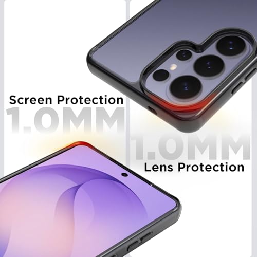 Image of RIGGEAR Shockproof Clear Hybrid Armor Back Cover Case Compatible with Samsung Galaxy S26 Ultra (Clear-Black TPU Bumper with Transparent PC)