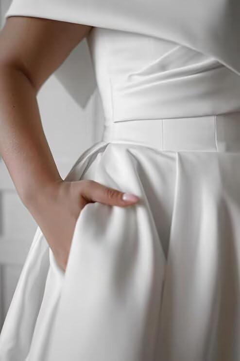 Off Shoulder Wedding Dresses for Bride Satin A-Line Evening Formal Party Prom Bridal Shower Dress4