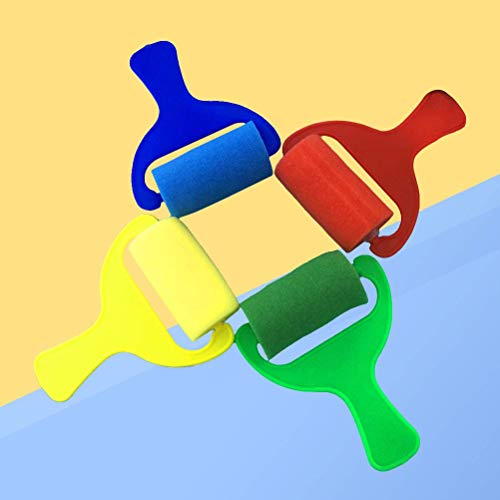 Image of KRAFTMASTERS 4Pcs Sponge Paint Rollers Brayers Kids Painting Rolls Brushes Set Painters Artists Drawing Tools