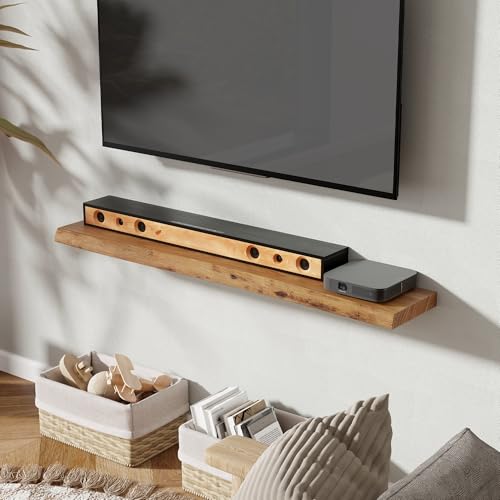 Image of Fun Memories 48 inch Wall Mounted Floating Shelves, Natural Elm Wood, 1 Pack